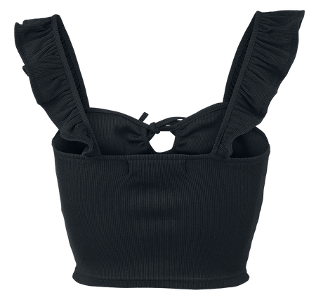 Top  de Black Premium by EMP - Crop Top avec Volants & Dentelle - L à XL - pour Femme - noir - Black Premium by EMP - View 2