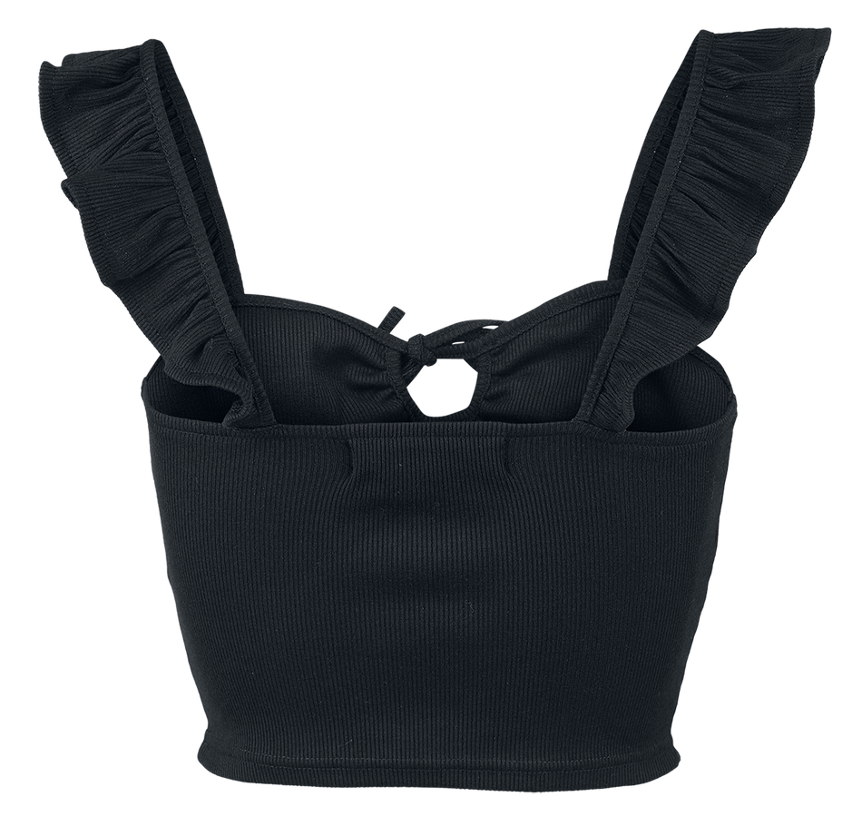 Top  de Black Premium by EMP - Crop Top avec Volants & Dentelle - L à XL - pour Femme - noir - Black Premium by EMP - View 2
