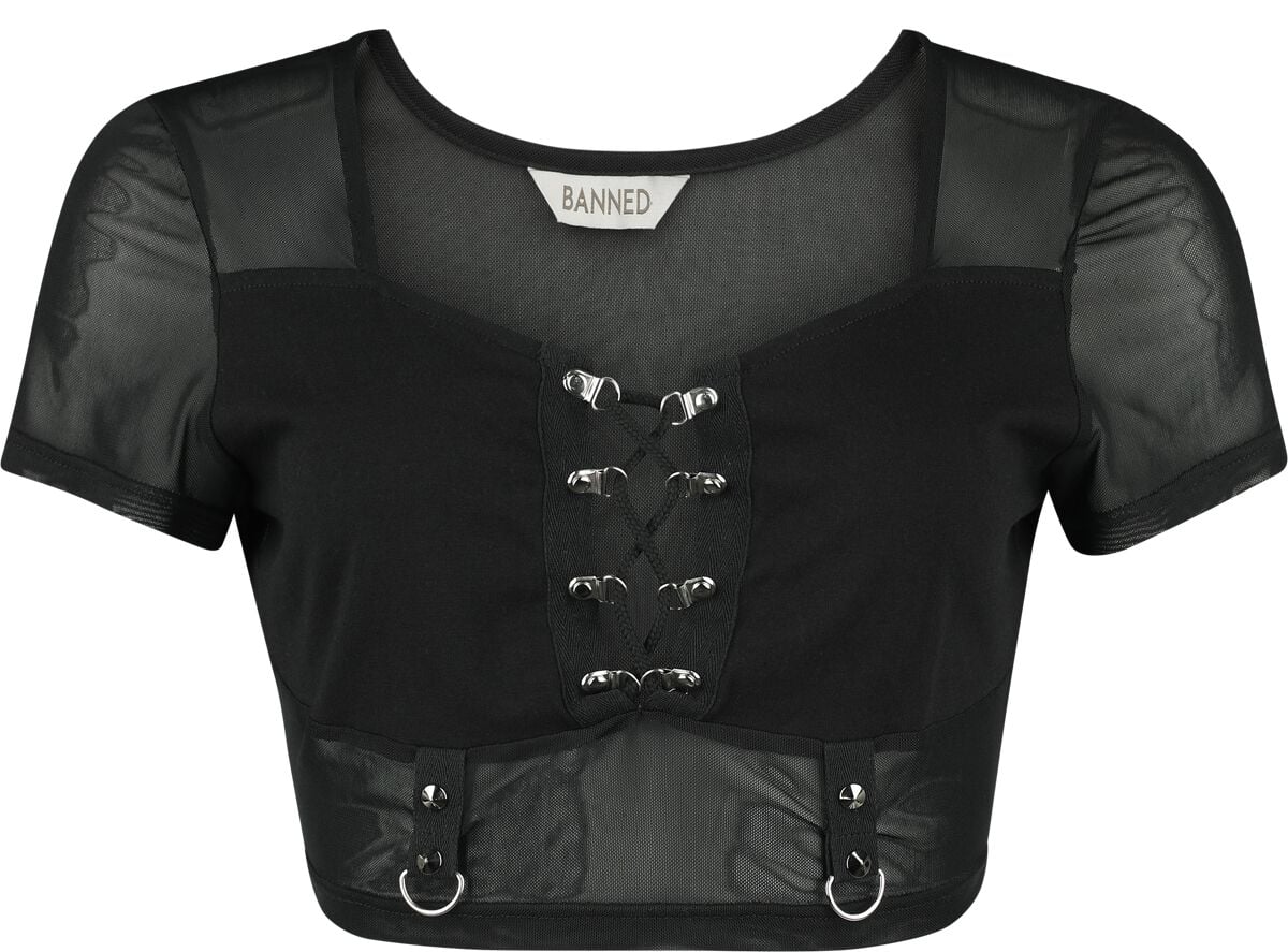 T-Shirt Manches courtes Gothic de Banned Alternative - Shadow Veil Mesh Top - XS à XXL - pour Femme - noir - Banned Alternative