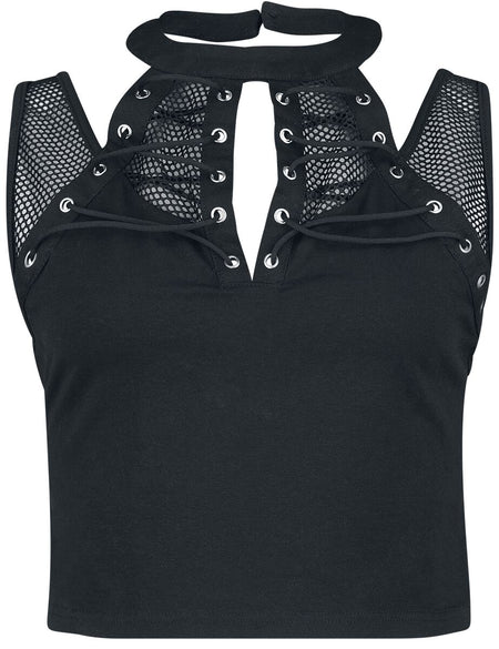 Top Gothic de Banned Alternative - Chalice Mesh And Laced Top - XS à L - pour Femme - noir - Banned Alternative