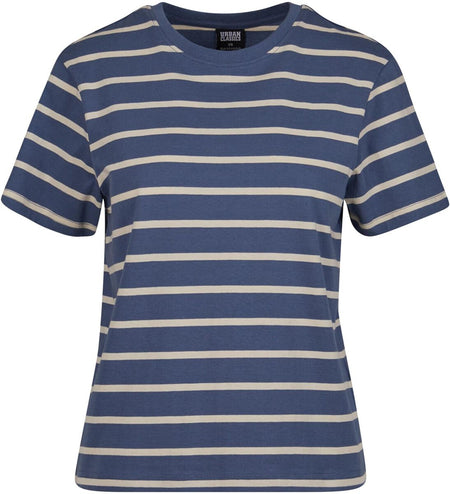 T-Shirt Manches courtes  de Urban Classics - Ladies Striped Boxy Tee - XS à 4XL - pour Femme - bleu - Urban Classics
