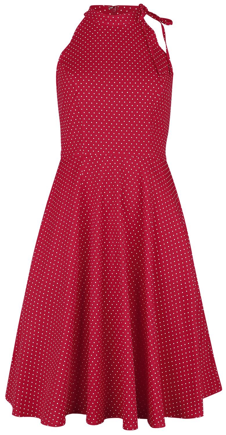 Robe mi-longue Rockabilly de Banned Retro - Hattie Halter Spot Dress - XS à 4XL - pour Femme - rouge/blanc - Banned Retro