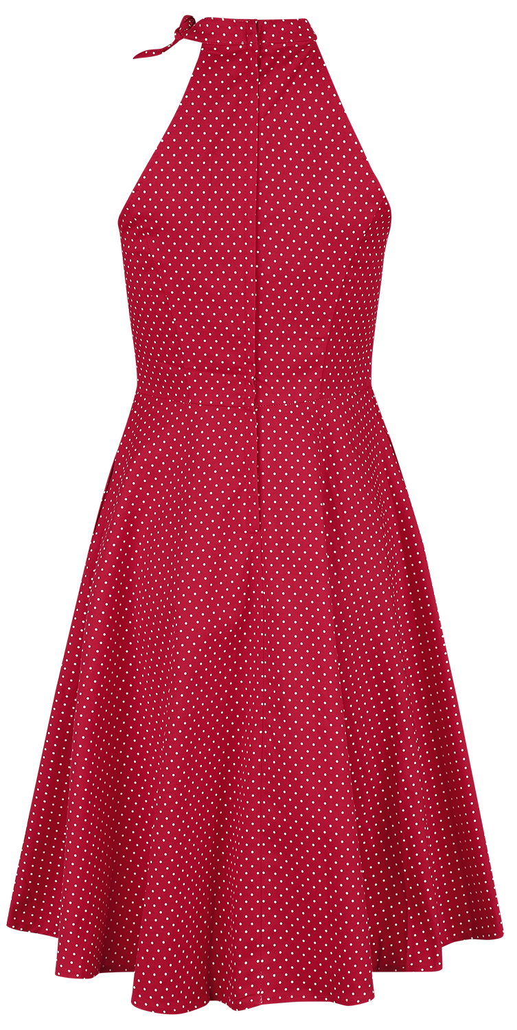 Robe mi-longue Rockabilly de Banned Retro - Hattie Halter Spot Dress - XS à 4XL - pour Femme - rouge/blanc - Banned Retro - View 2