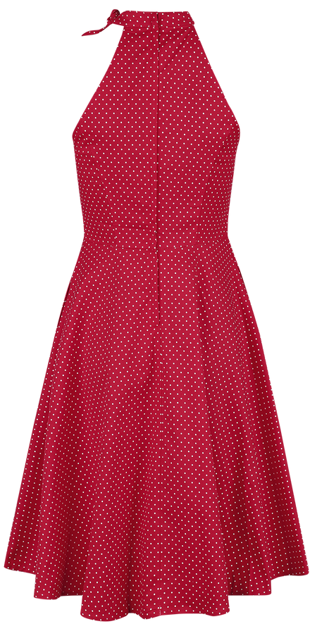 Robe mi-longue Rockabilly de Banned Retro - Hattie Halter Spot Dress - XS à 4XL - pour Femme - rouge/blanc - Banned Retro - View 2