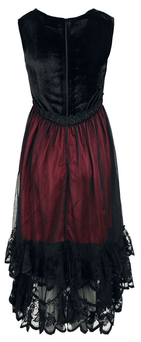 Robe mi-longue Gothic de Gothicana by EMP - Robe Sans Manches Dentelle - L - pour Femme - noir/rouge - Gothicana by EMP - View 2