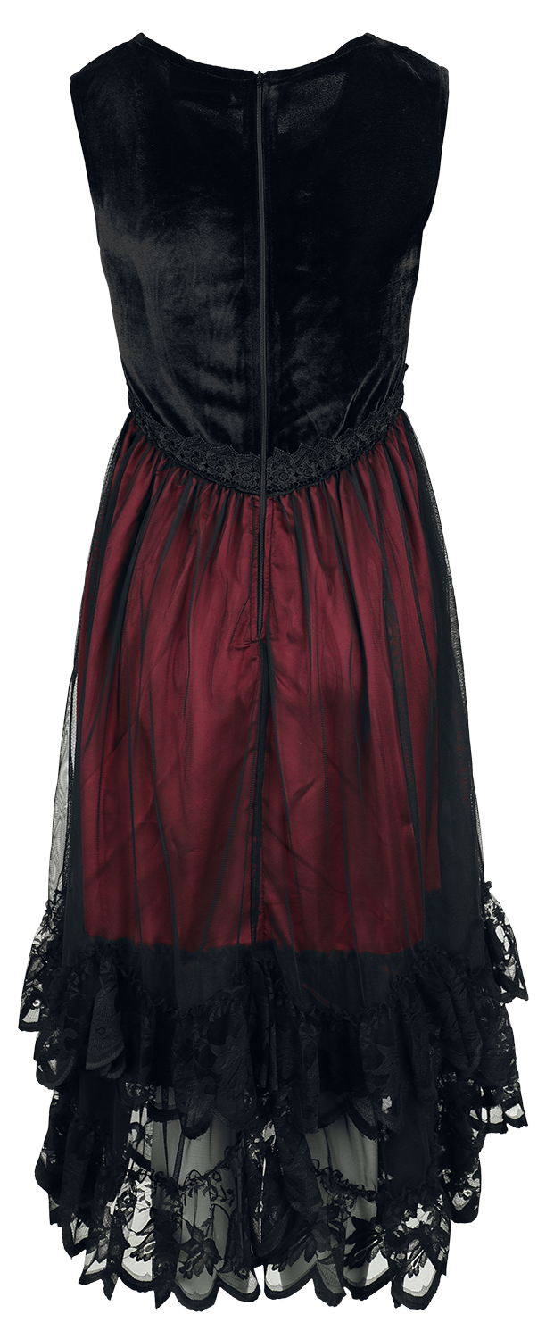 Robe mi-longue Gothic de Gothicana by EMP - Robe Sans Manches Dentelle - L - pour Femme - noir/rouge - Gothicana by EMP - View 2