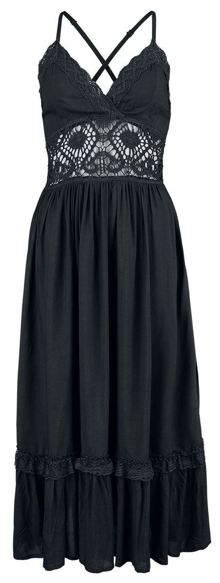 Robe longue Gothic de Gothicana by EMP - Robe Longue Avec Dentelle - S à XXL - pour Femme - noir - Gothicana by EMP