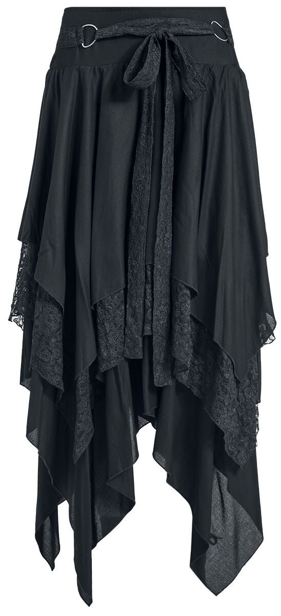 Jupe mi-longue Gothic de Gothicana by EMP - Jupe Asymétrique - S à XXL - pour Femme - noir - Gothicana by EMP