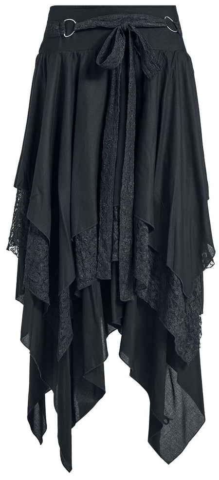 Jupe mi-longue Gothic de Gothicana by EMP - Jupe Asymétrique - S à XXL - pour Femme - noir - Gothicana by EMP