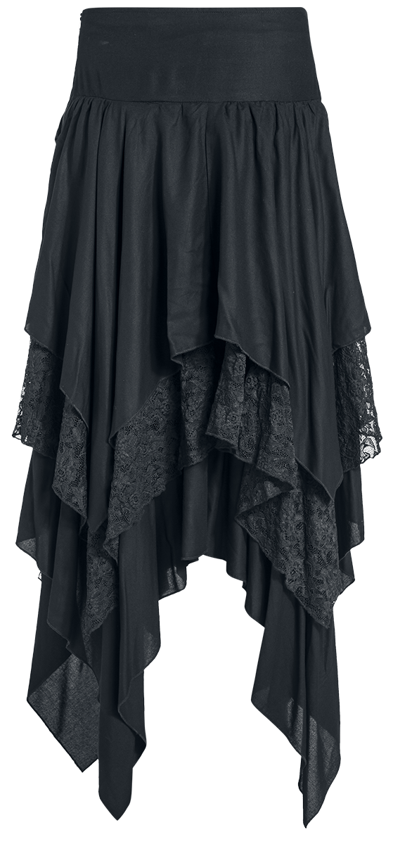 Jupe mi-longue Gothic de Gothicana by EMP - Jupe Asymétrique - S à XXL - pour Femme - noir - Gothicana by EMP - View 2