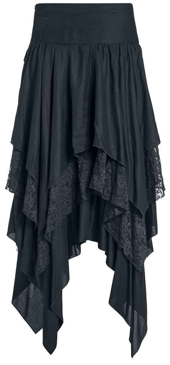 Jupe mi-longue Gothic de Gothicana by EMP - Jupe Asymétrique - S à XXL - pour Femme - noir - Gothicana by EMP - View 2