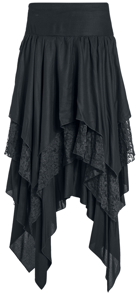 Jupe mi-longue Gothic de Gothicana by EMP - Jupe Asymétrique - S à XXL - pour Femme - noir - Gothicana by EMP - View 2
