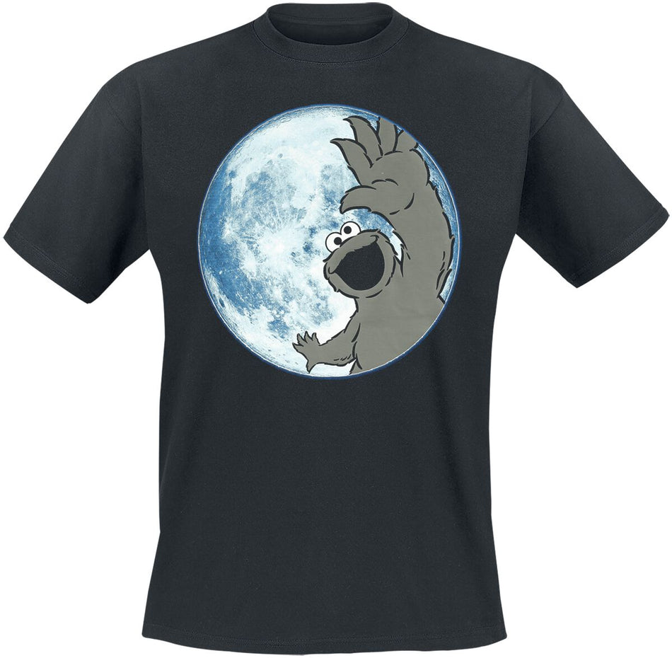 T-Shirt Manches courtes  de Sesame Street - Krümelmonster - Moonlight - Cookie Monster - S à L - pour Homme - noir - Sesame Street