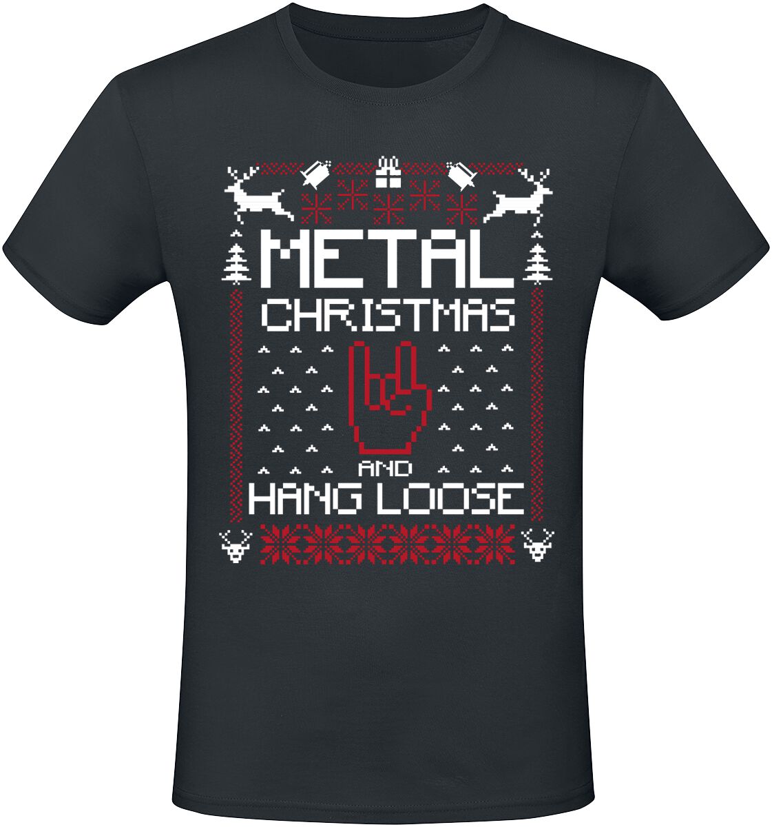 T-Shirt Manches courtes Fun de Slogans - Metal Christmas and hang loose - M à 5XL - pour Homme - noir - Slogans