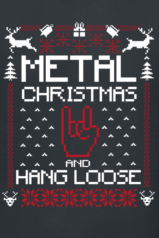 T-Shirt Manches courtes Fun de Slogans - Metal Christmas and hang loose - M à 5XL - pour Homme - noir - Slogans - View 2