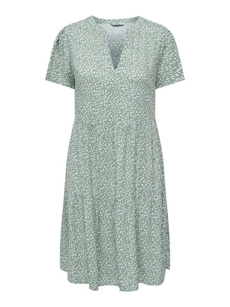 Robe courte  de Only - Onlzally Life S/S Thea NOOS - Robe - XS à L - pour Femme - vert/blanc - Only