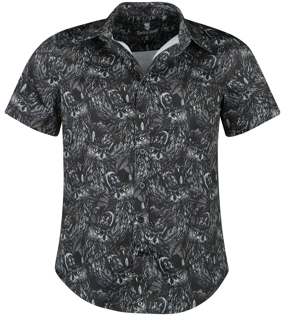 Chemise manches courtes  de Rockin' Gent - Chemise - Night Owl - M - pour Homme - noir - Rockin' Gent - Chemise