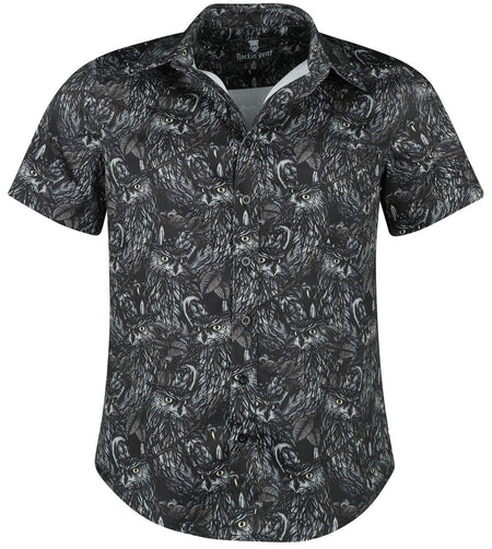 Chemise manches courtes  de Rockin' Gent - Chemise - Night Owl - S à XXL - pour Homme - noir - Rockin' Gent - Chemise