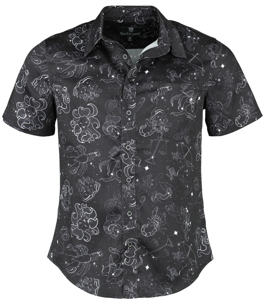 Chemise manches courtes  de Rockin' Gent - Chemise - Zodiac Constellation - S à XXL - pour Homme - noir - Rockin' Gent - Chemise