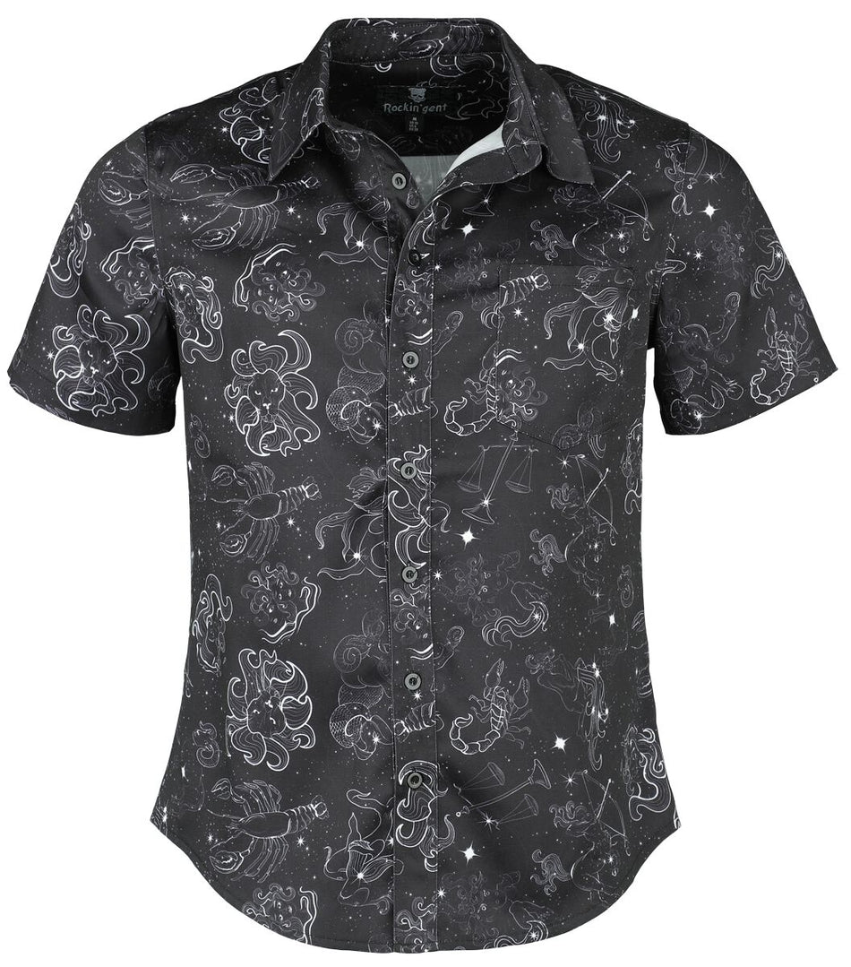 Chemise manches courtes  de Rockin' Gent - Chemise - Zodiac Constellation - S à XXL - pour Homme - noir - Rockin' Gent - Chemise