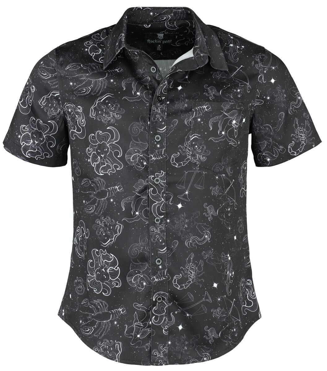 Chemise manches courtes  de Rockin' Gent - Chemise - Zodiac Constellation - S à XXL - pour Homme - noir - Rockin' Gent - Chemise