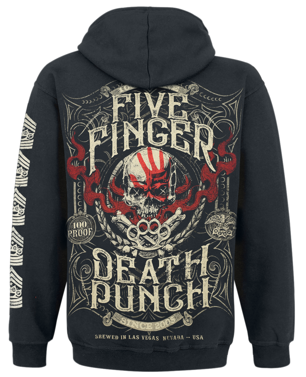 Sweat-shirt zippé à capuche  de Five Finger Death Punch - 100% Pure - S à XXL - pour Homme - noir - Five Finger Death Punch - View 2