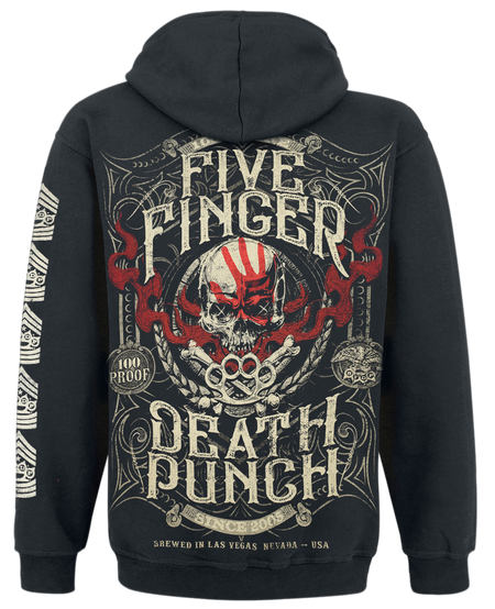 Sweat-shirt zippé à capuche  de Five Finger Death Punch - 100% Pure - S à XXL - pour Homme - noir - Five Finger Death Punch - View 2