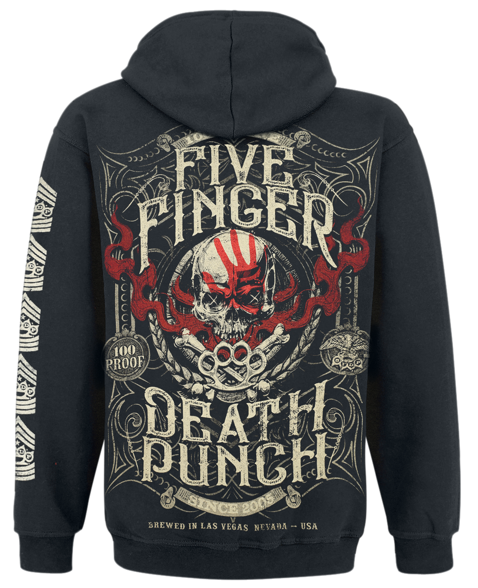 Sweat-shirt zippé à capuche  de Five Finger Death Punch - 100% Pure - S à XXL - pour Homme - noir - Five Finger Death Punch - View 2