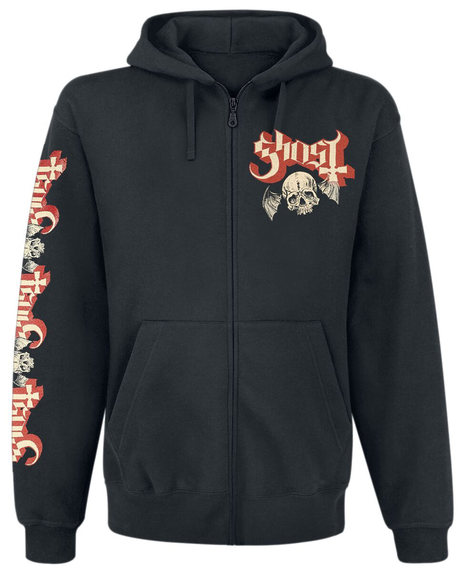 Sweat-shirt zippé à capuche  de Ghost - Distressed Papa Skull - S à XL - pour Homme - noir - Ghost