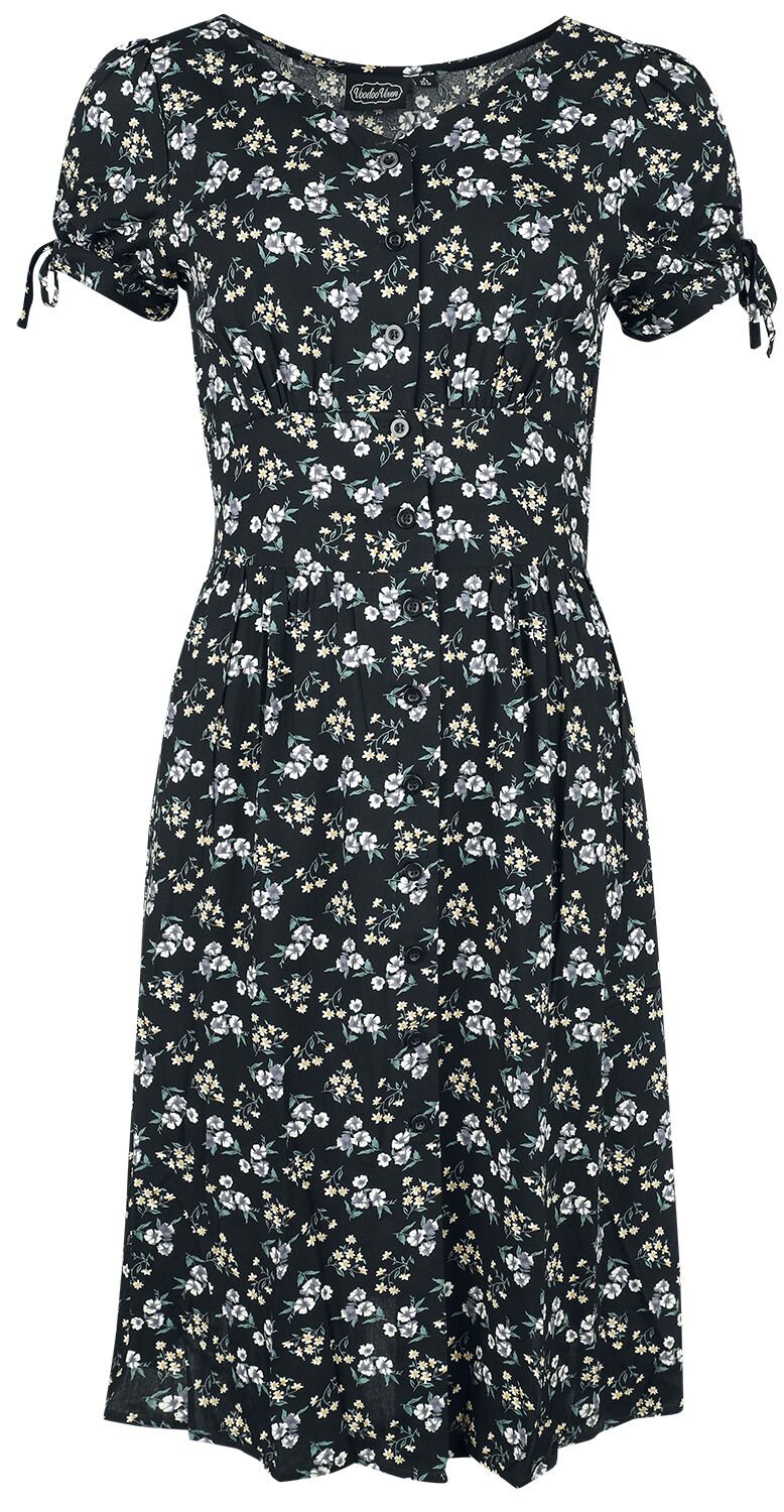 Robe mi-longue Rockabilly de Voodoo Vixen - Ditsy Floral Tie Sleeve Dress - XS à L - pour Femme - multicolore - Voodoo Vixen