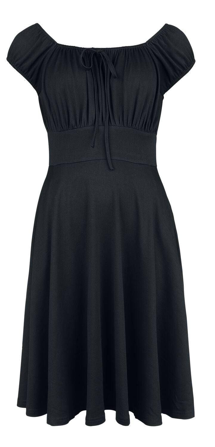 Robe mi-longue Rockabilly de Voodoo Vixen - Gathered Neckline Flare Dress - XS à S - pour Femme - noir - Voodoo Vixen