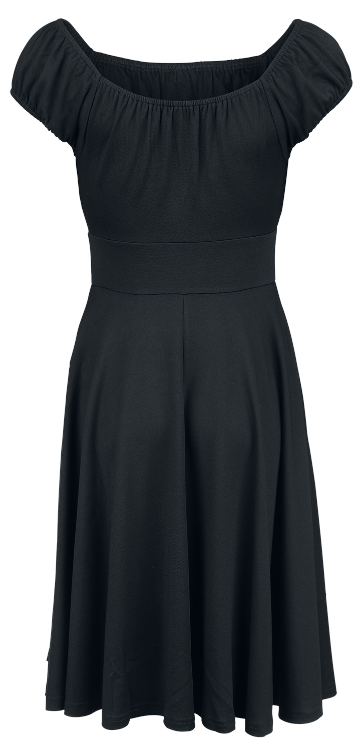 Robe mi-longue Rockabilly de Voodoo Vixen - Gathered Neckline Flare Dress - XS à S - pour Femme - noir - Voodoo Vixen - View 2