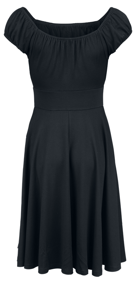 Robe mi-longue Rockabilly de Voodoo Vixen - Gathered Neckline Flare Dress - XS à S - pour Femme - noir - Voodoo Vixen - View 2