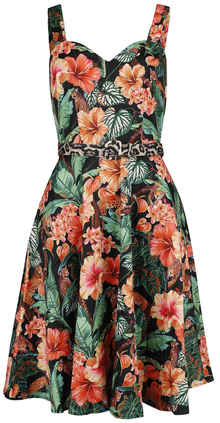 Robe mi-longue Rockabilly de Voodoo Vixen - Jungke Print Flare Dress - XS à 4XL - pour Femme - multicolore - Voodoo Vixen
