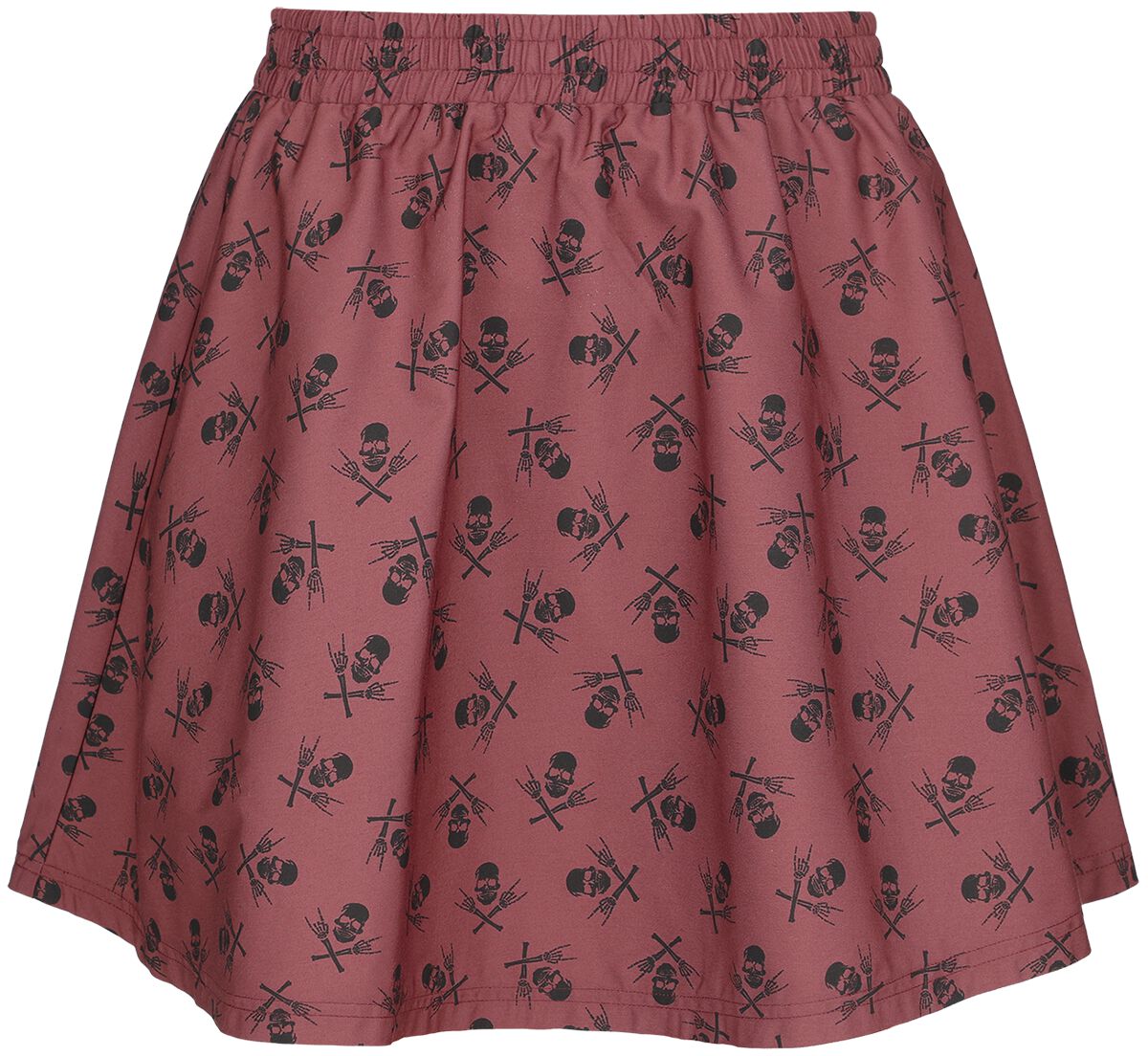 Jupe courte  de Black Premium by EMP - A-Line Skirt with Skull Print - S à XL - pour Femme - rouge foncé - Black Premium by EMP