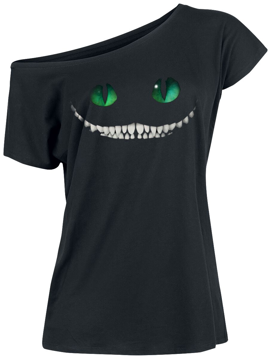 T-Shirt Manches courtes Disney de Alice Au Pays Des Merveilles - Cheshire Cat - S à XXL - pour Femme - noir - Alice Au Pays Des Merveilles