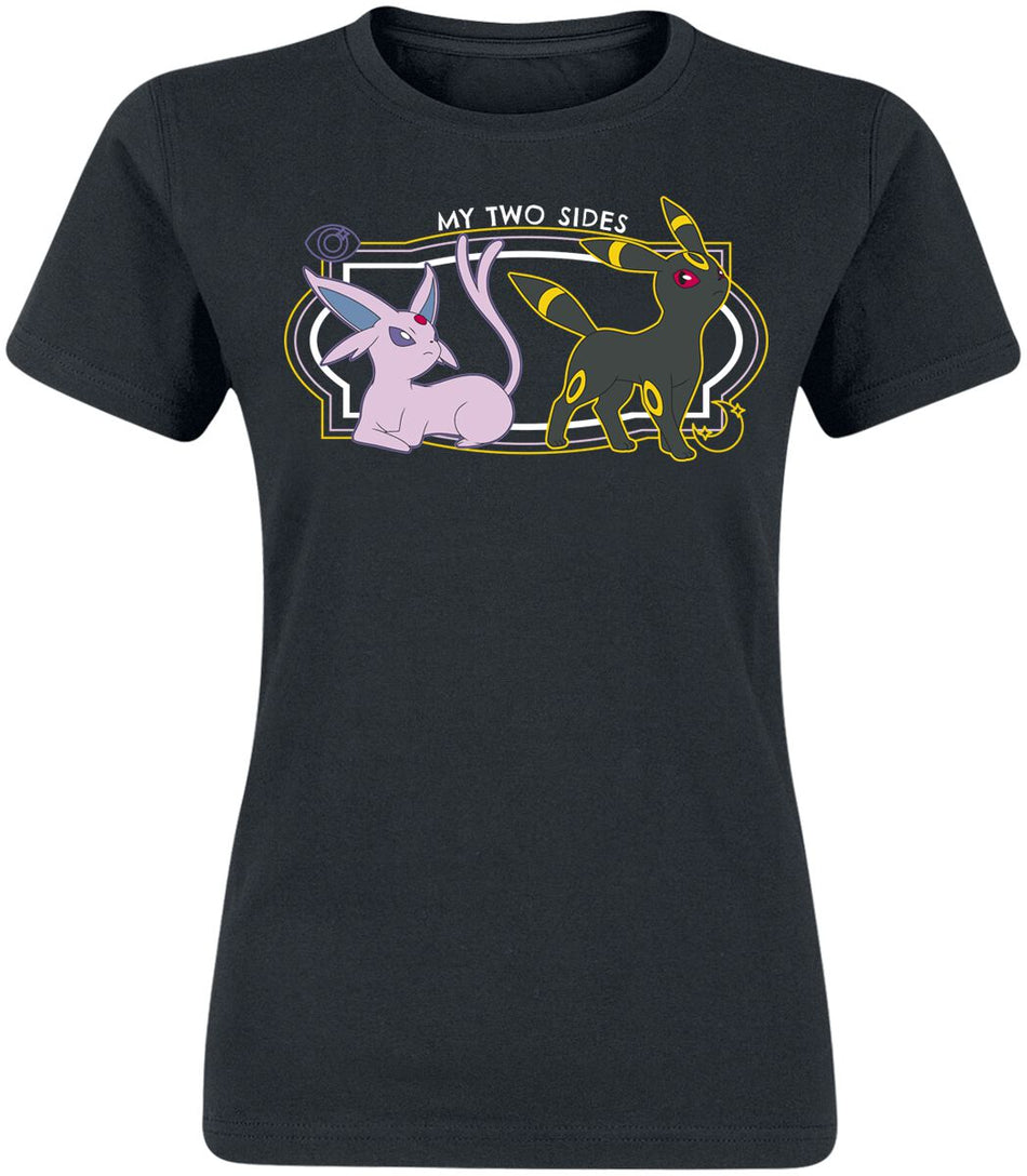 T-Shirt Manches courtes Gaming de Pokémon - Mentali & Noctali - My Two Sides - S à XL - pour Femme - noir - Pokémon
