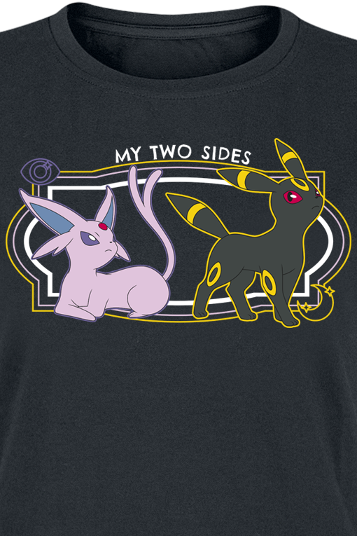 T-Shirt Manches courtes Gaming de Pokémon - Mentali & Noctali - My Two Sides - S à XL - pour Femme - noir - Pokémon - View 2