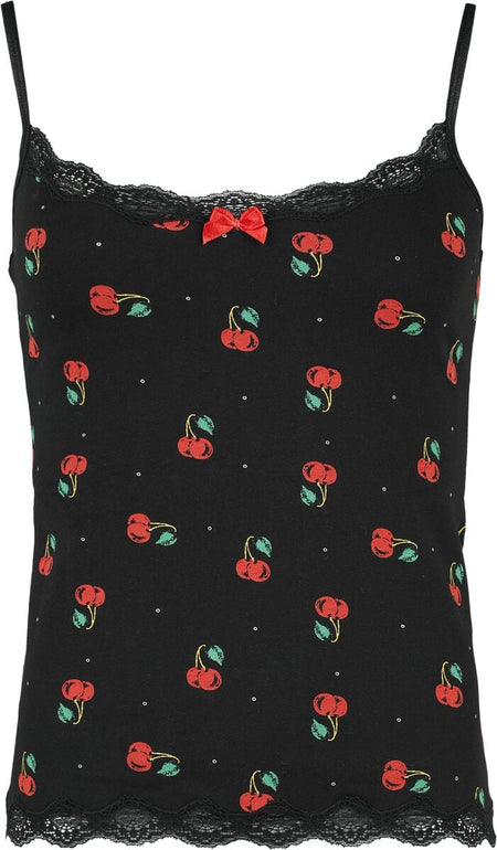 Top Rockabilly de Pussy Deluxe - Cherries Classic Top - XS à XXL - pour Femme - noir/rouge - Pussy Deluxe