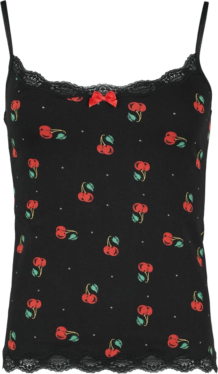 Top Rockabilly de Pussy Deluxe - Cherries Classic Top - XS à XXL - pour Femme - noir/rouge - Pussy Deluxe