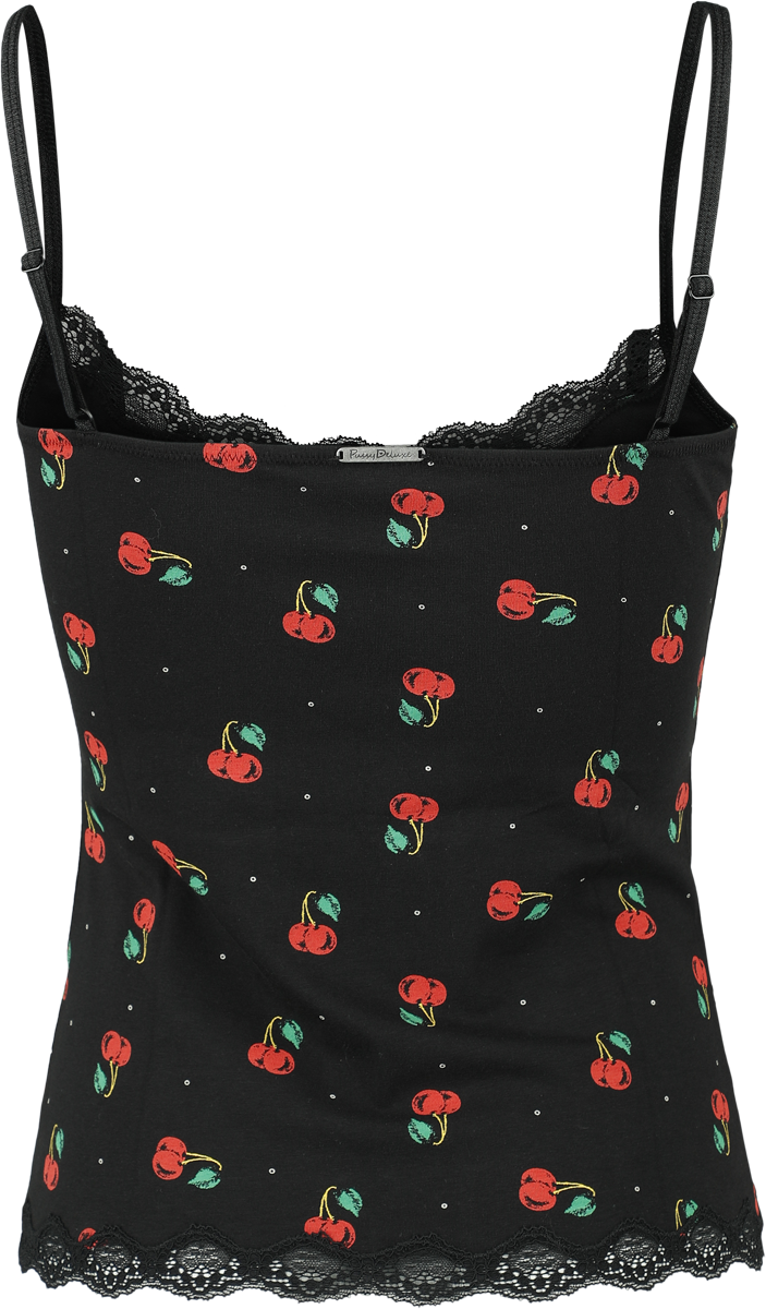 Top Rockabilly de Pussy Deluxe - Cherries Classic Top - XS à XL - pour Femme - noir/rouge - Pussy Deluxe - View 2