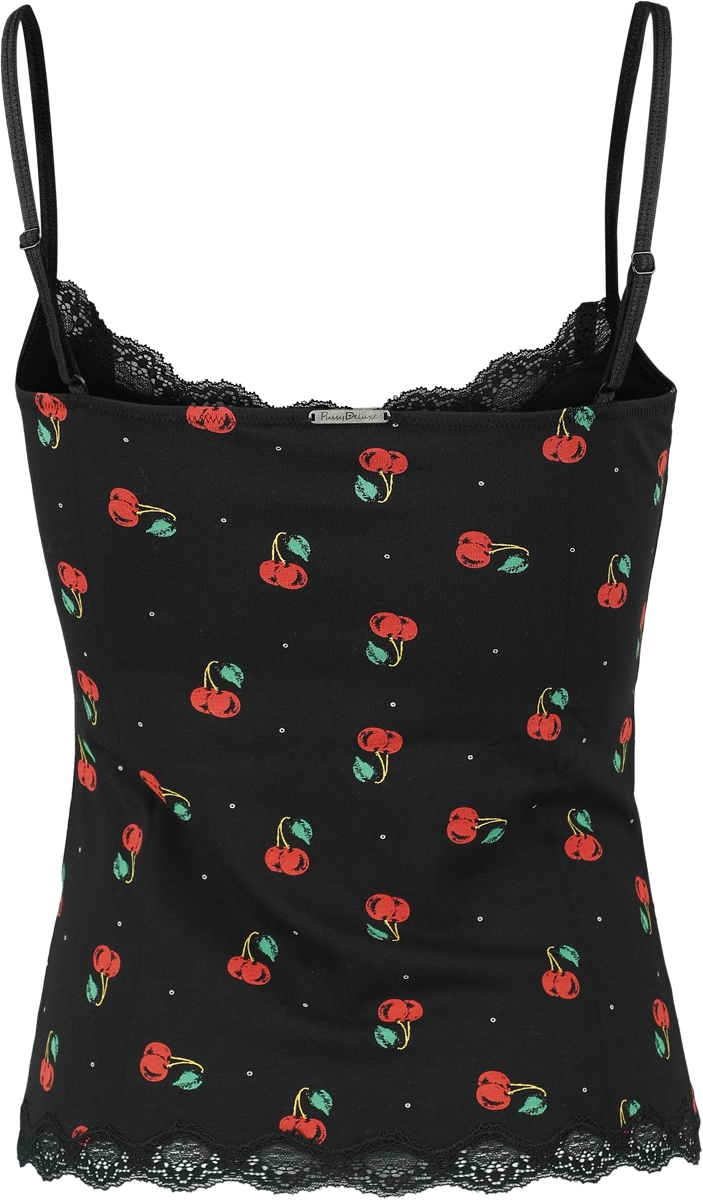 Top Rockabilly de Pussy Deluxe - Cherries Classic Top - XS à XXL - pour Femme - noir/rouge - Pussy Deluxe - View 2