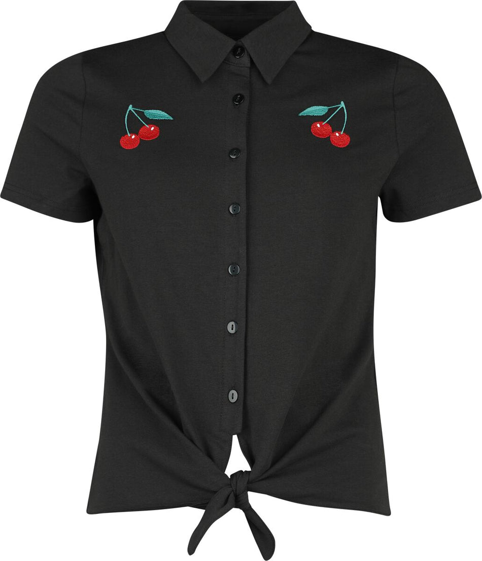 Chemisier Rockabilly de Pussy Deluxe - Classic Black Short Blouse - XS à XXL - pour Femme - noir - Pussy Deluxe