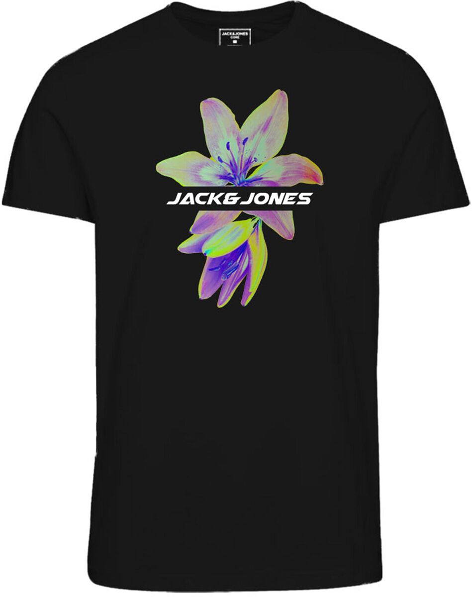 T-Shirt Manches courtes  de Jack & Jones Junior - Jcoflower S/S Crew Neck FST JNR - T-shirt Imprimé - 128 à 164 - pour Homme - noir - Jack & Jones Junior