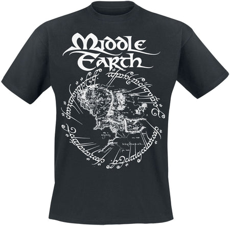 T-Shirt Manches courtes  de Le Seigneur Des Anneaux - Middle Earth - S à 3XL - pour Homme - noir - Le Seigneur Des Anneaux