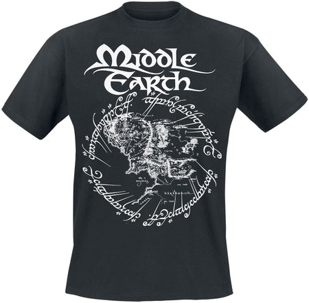 T-Shirt Manches courtes  de Le Seigneur Des Anneaux - Middle Earth - S à 3XL - pour Homme - noir - Le Seigneur Des Anneaux