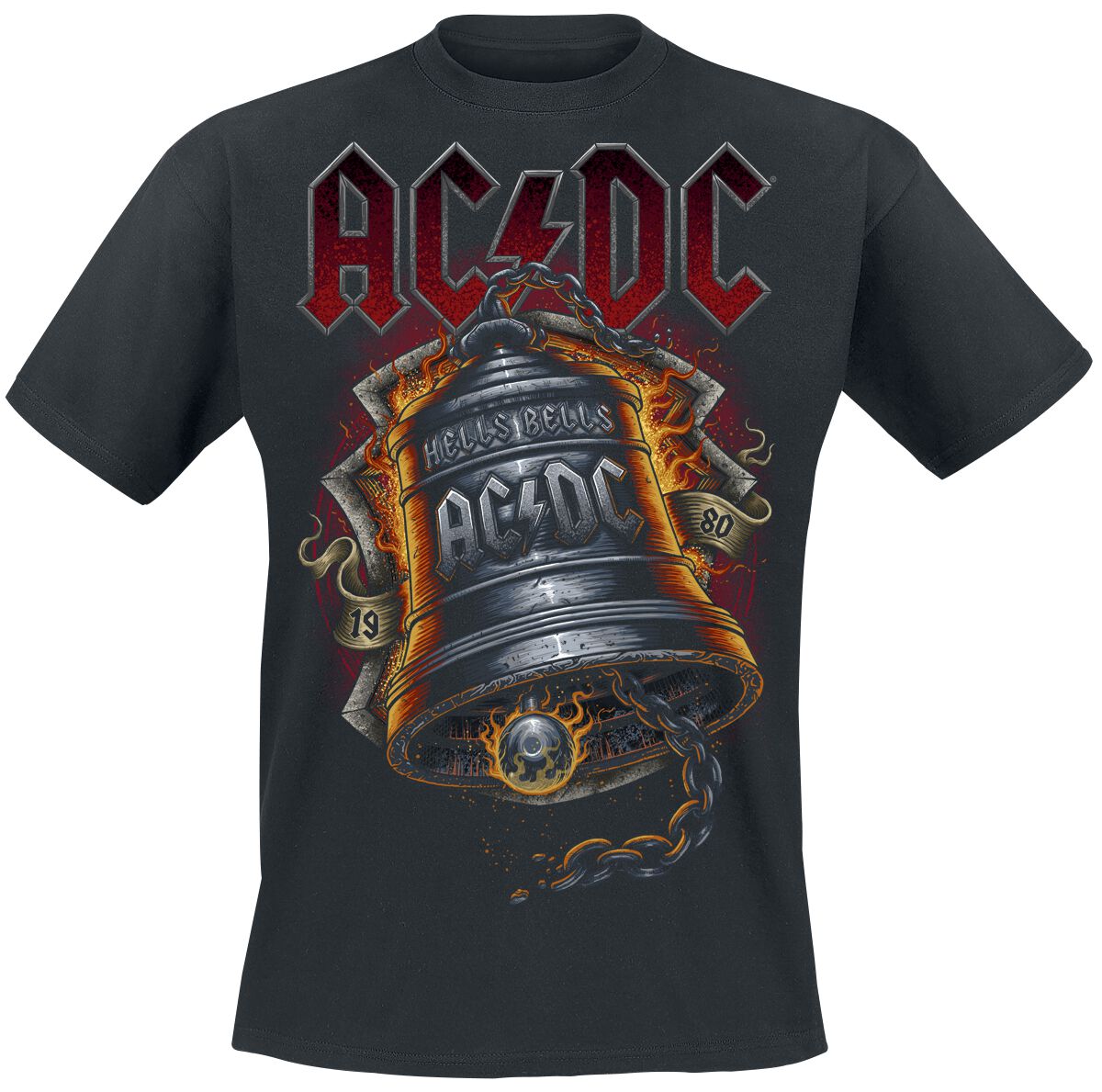 T-Shirt Manches courtes  de AC/DC - Hells Bells Flames - S à 5XL - pour Homme - noir - AC/DC