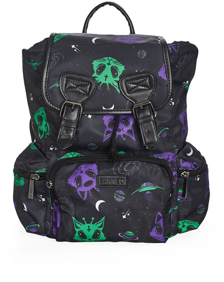 Sac à dos Gothic de Banned Alternative - Alien Space Cat - pour Femme - noir/multicolore - Banned Alternative