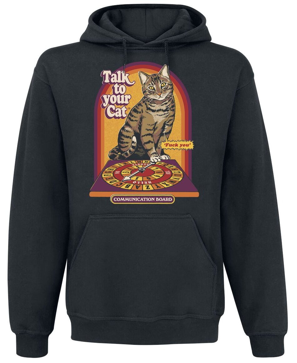 Sweat-shirt à capuche Fun de Steven Rhodes - Talk To Your Cat - S à XXL - pour Homme - noir - Steven Rhodes