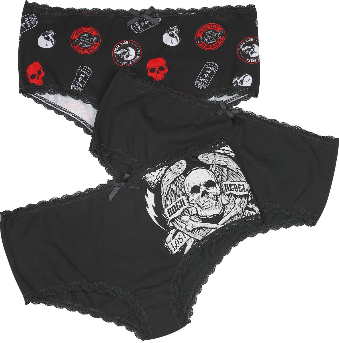Lot de culottes  de Rock Rebel by EMP - Skulls & Details - S à XXL - pour Femme - noir - Rock Rebel by EMP